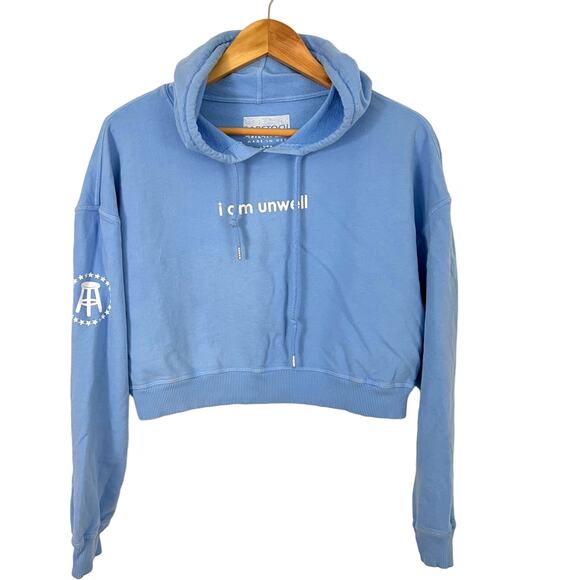 Call Her Daddy Blue Crop Barstool Hoodie I am Unwell Women Size Large - Picture 1 of 13